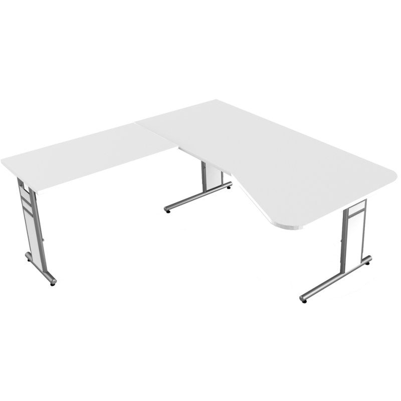 Kerkmann Bureau PC Form 4, blanc, hauteur réglable, 195×80/100 cm